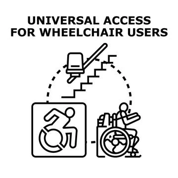 Universal access for wheelchair users vector illustration Ilustración de archivo