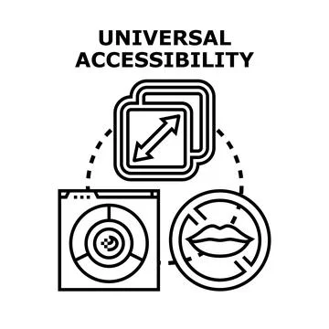 Universal accessibility concept for digital content and services Stock Illustration
