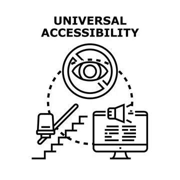 Universal accessibility concept integrating digital and physical access Stock Illustration
