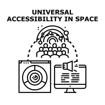 Universal accessibility connecting global space community with technology Stock Illustration