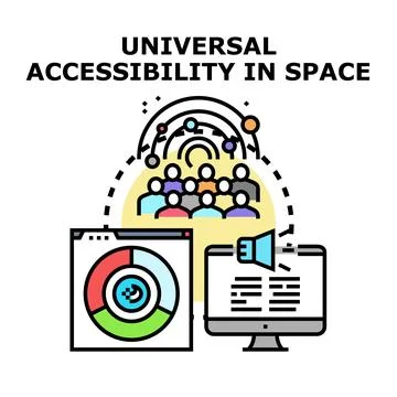 Universal accessibility connecting global space community with technology Stock Illustration