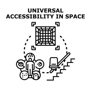 Universal accessibility designing futures in space Stock Illustration