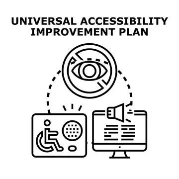 Universal accessibility improvement plan for disabled people Stock Illustration