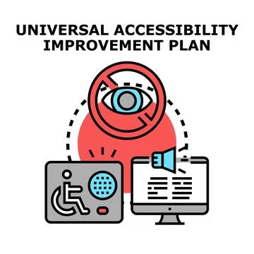 Universal accessibility improvement plan for disabled people Stock Illustration