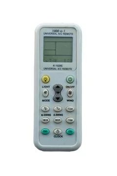 Universal air conditioner remote with screen and multifunction control button Stock Photos