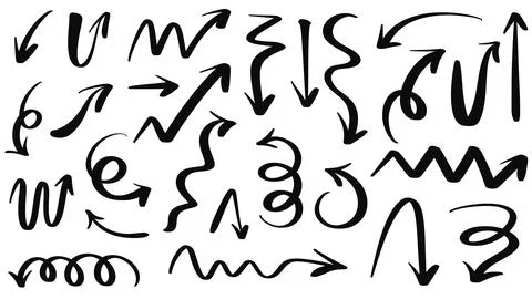 Universal arrows in doodle style set Illustrazione stock