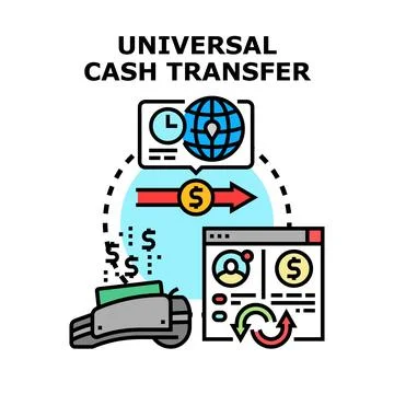 Universal basic income cash transfer program concept 库存插图