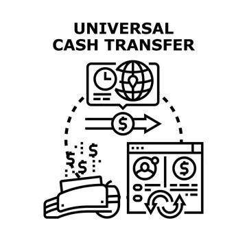 Universal basic income cash transfer program concept Stockillustratie