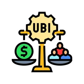 Universal basic income color icon vector illustration イラスト素材