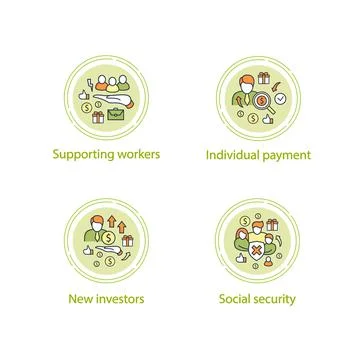 Universal basic income concept icons set Stock Illustration