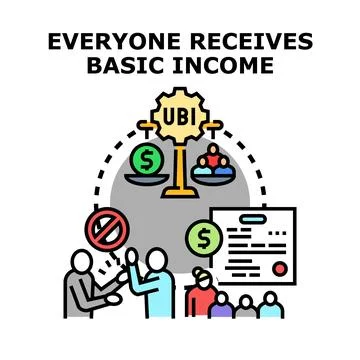 Universal basic income concept providing financial support Illustrazione stock
