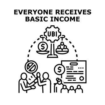 Universal basic income concept providing financial support Stock Illustration