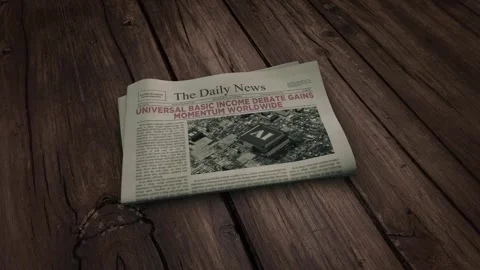 Universal Basic Income Debate Gains Momentum Worldwide NEWSPAPER Headlines T Video stock 342791194