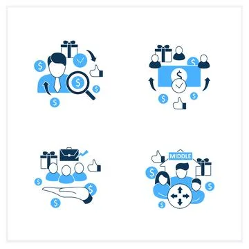Universal basic income flat icons set Stock Illustration