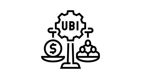 Universal basic income line icon animation Video stock 326121841
