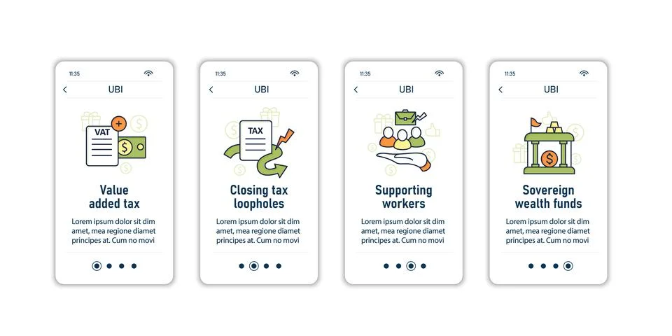 Universal basic income onboarding mobile screen Stock Illustration