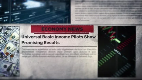 Universal Basic Income Pilots Show Promising Results Title on Digital Stock Footage 317050189