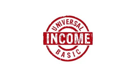 Universal Basic Income stamp and stamping isolated 스톡 동영상 301103333