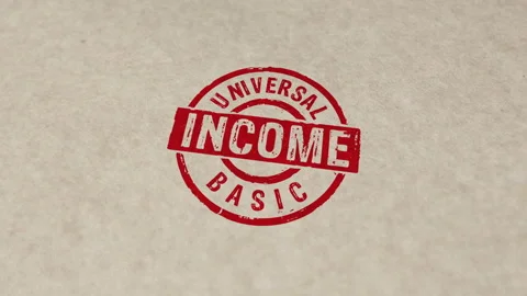 Universal Basic Income stamp and stamping animation Video stock 301103932