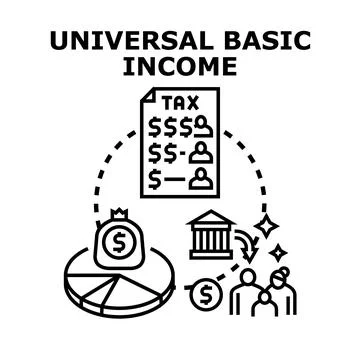 Universal basic income supporting citizens with financial security Stock Illustration