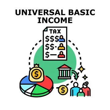Universal basic income supporting citizens with financial security Stock Illustration