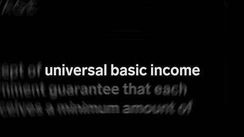 Universal Basic Income text highlighted among random paragraphs, similar to news Stock Footage 129832918