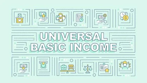 Universal basic income turquoise word concept イラスト素材