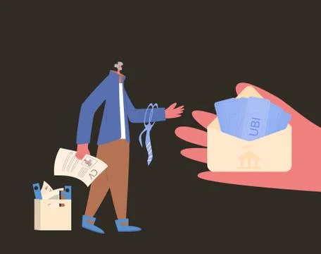 Universal basic income. Unconditional guarantee. Living stipend. Governmental Illustrazione stock