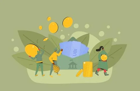 Universal basic income. Unconditional guarantee. Living stipend. Governmental Stock Illustration