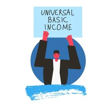 Universal basic income. Unconditional guarantee. Living stipend. Governmental Illustrazione stock