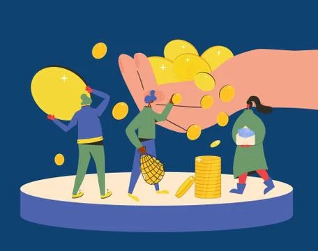 Universal basic income. Unconditional guarantee. Living stipend. Governmental Stock Illustration