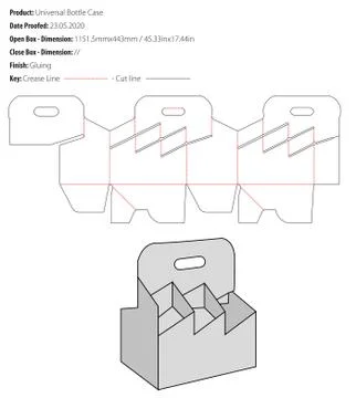 Universal Bottle Case packaging design template gluing die cut - vector Stock Illustration