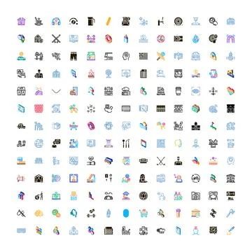 Universal business and user interface flat icon set Stock Illustration