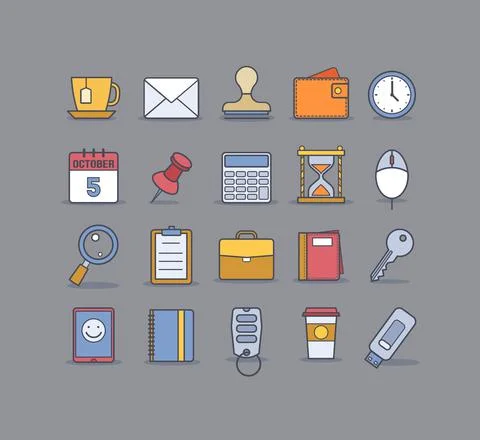 Universal Business Flat Icons For Web and Mobile. Vector illustrations for your Stock Illustration