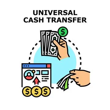 Universal cash transfer program providing financial assistance concept 스톡 일러스트