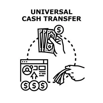 Universal cash transfer program providing financial assistance concept Stock Illustration
