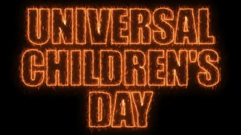 Universal children day text, 3d rendering backdrop, computer generating, can be Stock Illustration