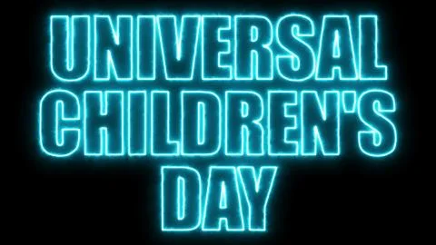 Universal children day text, 3d rendering backdrop, computer generating, can be Stock Illustration