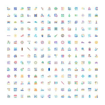 Universal collection of flat line icon concepts Stock Illustration