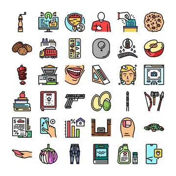 Universal collection of flat line icon set Stockillustratie