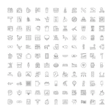 Universal collection of outline vector icons for web design Stock Illustration