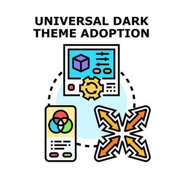 Universal dark theme adoption process for digital interface Stock Illustration
