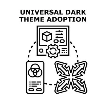 Universal dark theme adoption process for digital interface Stock Illustration