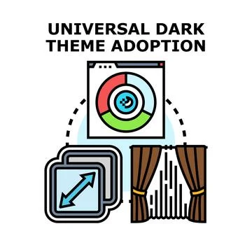 Universal dark theme adoption software interface concept 库存插图
