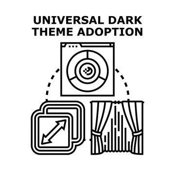 Universal dark theme adoption software interface concept Stock Illustration