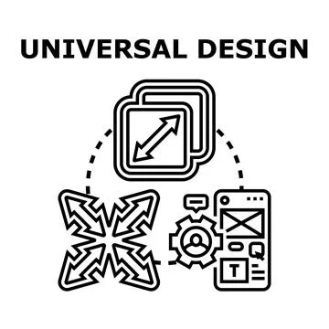 Universal design concept adapting interface across devices Stock Illustration