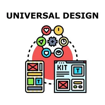 Universal design concept creating accessible user interfaces for all Stock Illustration