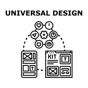 Universal design concept creating accessible user interfaces for all Stock Illustration