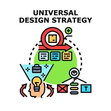 Universal design strategy developing creative solutions for accessibility Stock Illustration