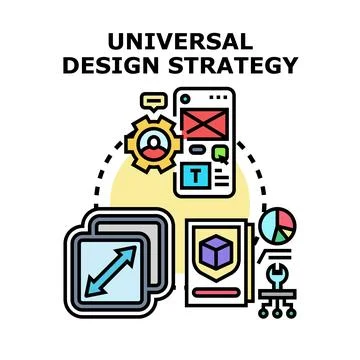Universal design strategy developing digital product interface Stock Illustration